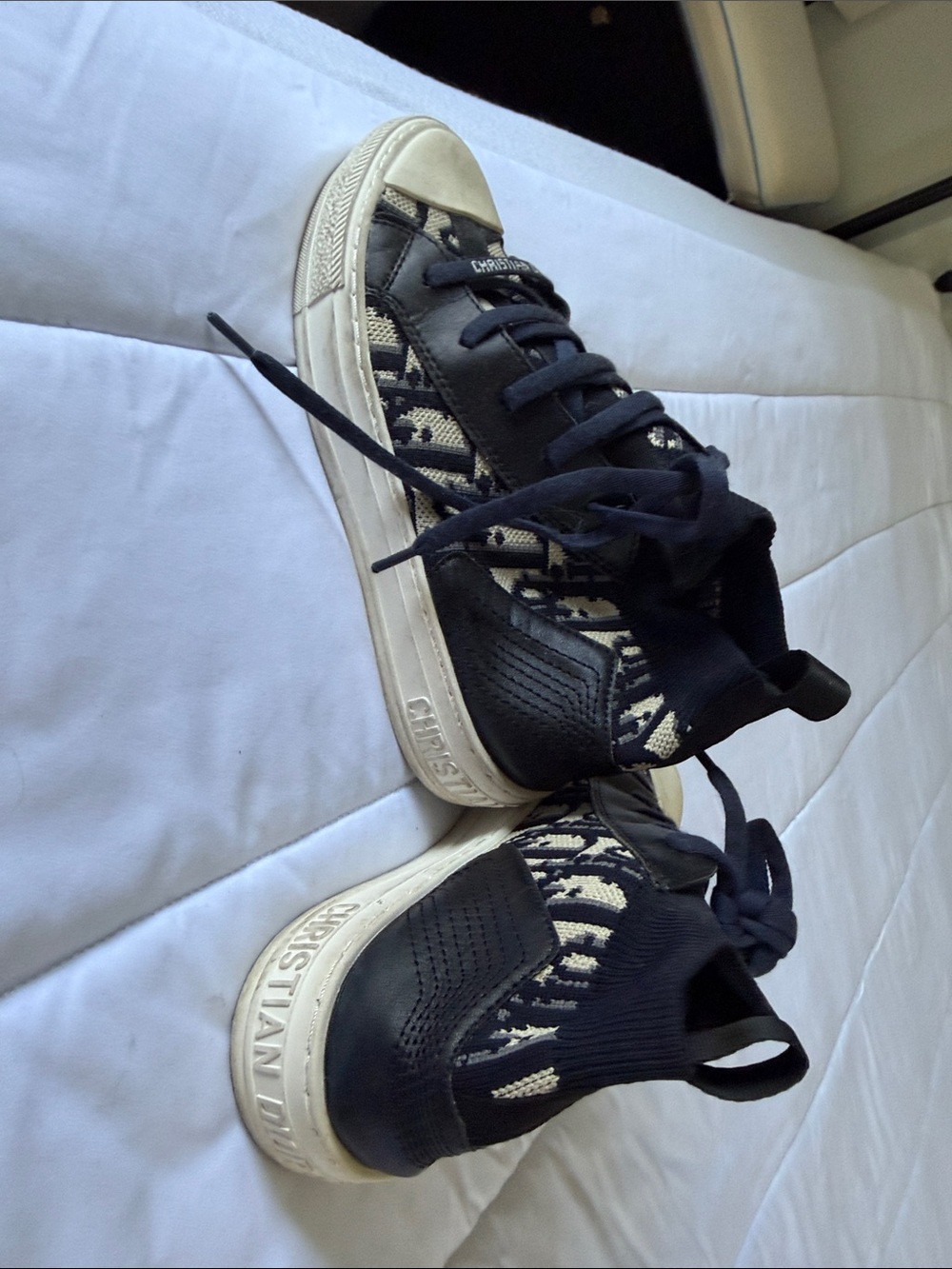 Dior Black and Cream High-Top Sneakers - Picture 2 of 2
